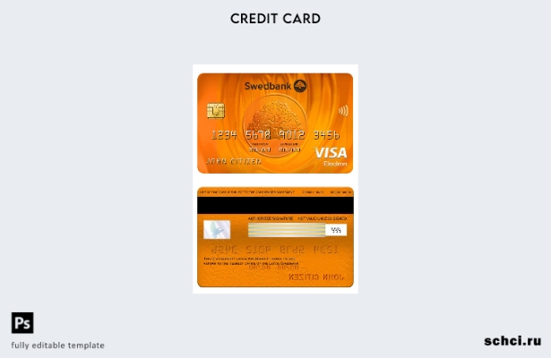 цифровая загрузка шаблона электронной карты Visa Swedbank Латвии